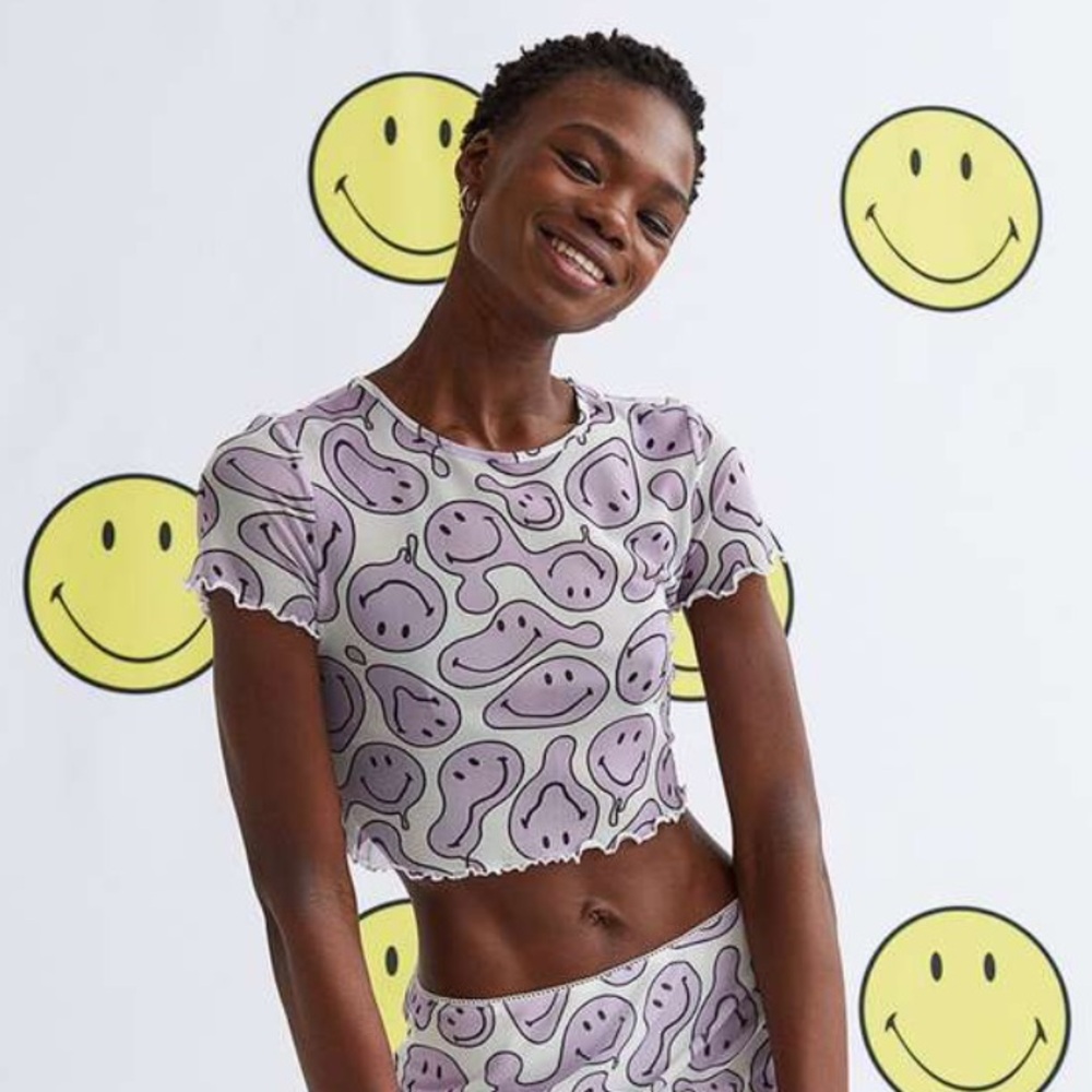 H&M x Smiley M mesh crop top